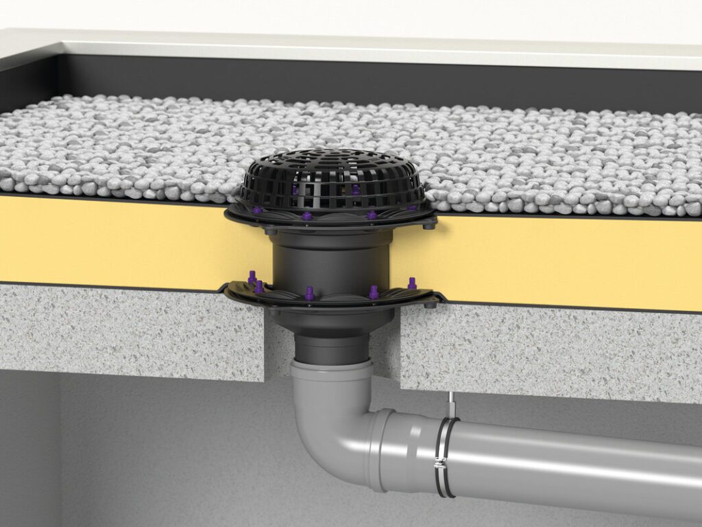 Roof drains for flat roof surfaces